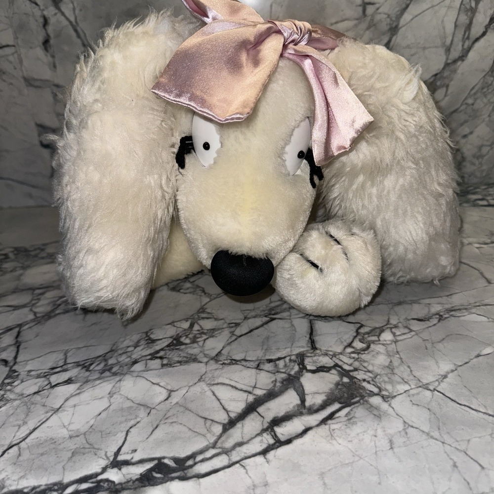 RARE Vintage 1982 Hallmark 13" White Plush Ribbons &  Haywire w/ Pink Bow